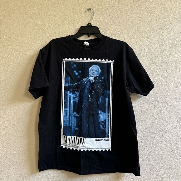 Barry Manilow 2008 Tour Double Sided size L Black T Shirt Vtg Band Merch Tee - Picture 2 of 6
